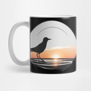 Life's a Beach - Bird in the Sunset (Black Background) Mug